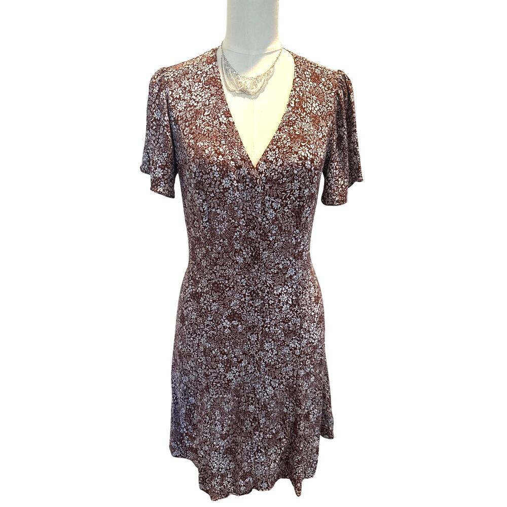 Madewell Floral V‑Neck Mini Dress Size 6
